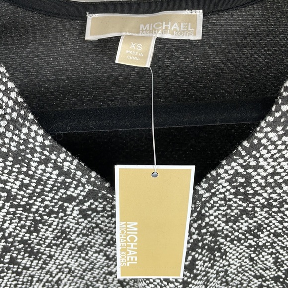 MICHAEL KORS ~ Jacquard V-Neck Long-Sleeve Top ~Black/White ~ NWT! - Picture 6 of 8